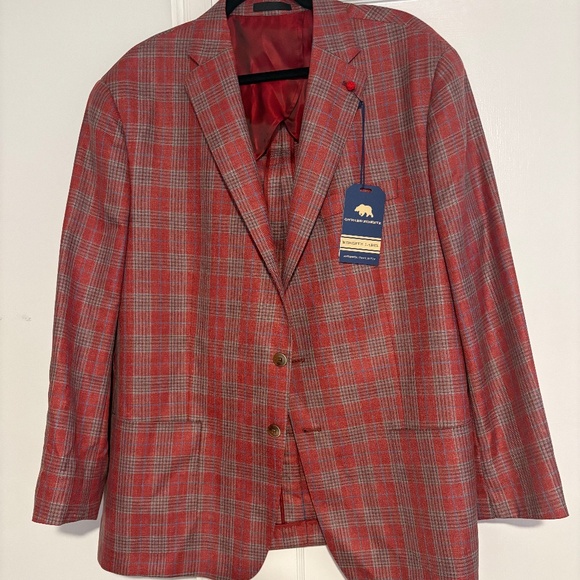 NWT Onward Reserve Di Pray Apple Plaid Sport Coat in Apple- 48R - Picture 1 of 5